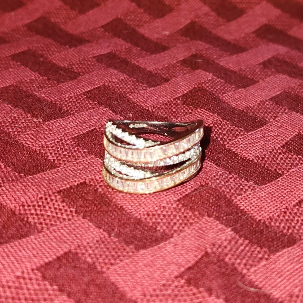 Sterling silver and faux gemstone ring, size 7